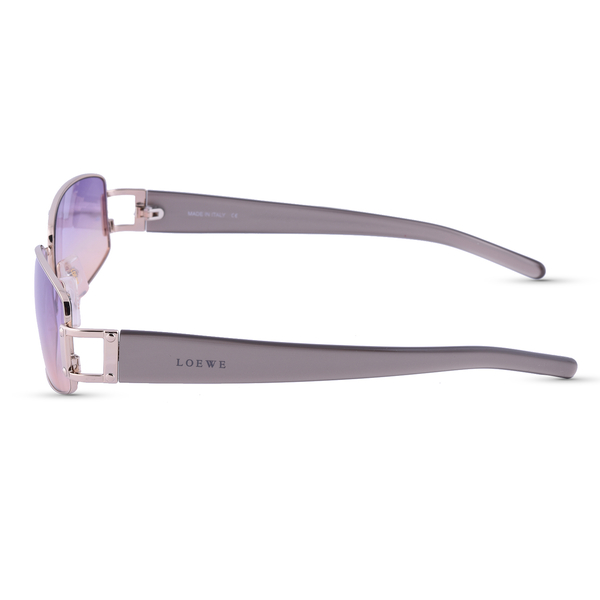 LOEWE Ladies Gold Rectangular Sunglasses with Purple Lenses
