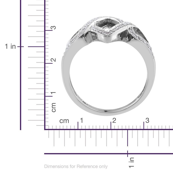 Diamond (Rnd) Chevron Ring in Platinum Overlay Sterling Silver 0.250 Ct.