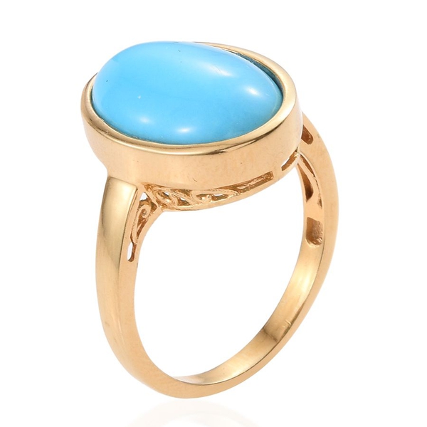 AAA Arizona Sleeping Beauty Turquoise (Ovl) Solitaire Ring in 14K Gold Overlay Sterling Silver 8.750 Ct.