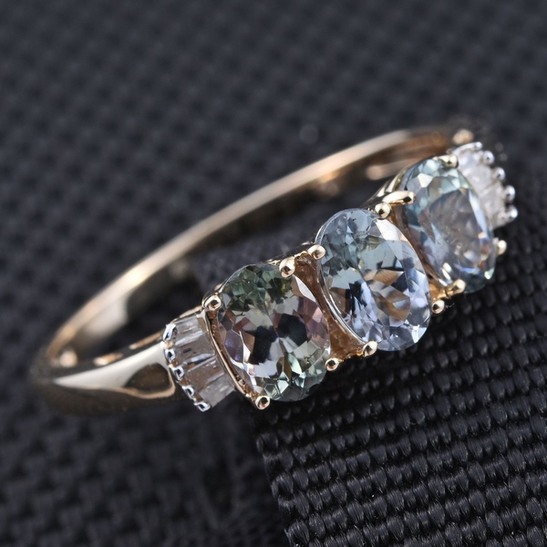 9K Y Gold AA Green Tanzanite (Ovl), Diamond Ring 1.500 Ct.