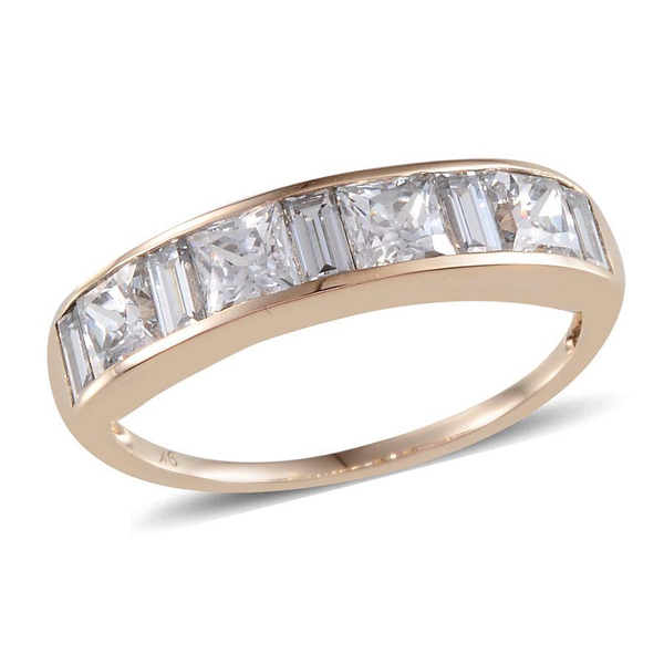 9K Y Gold (Sqr) Half Eternity Band Ring Made with Finest CZ 2.110 Ct.
