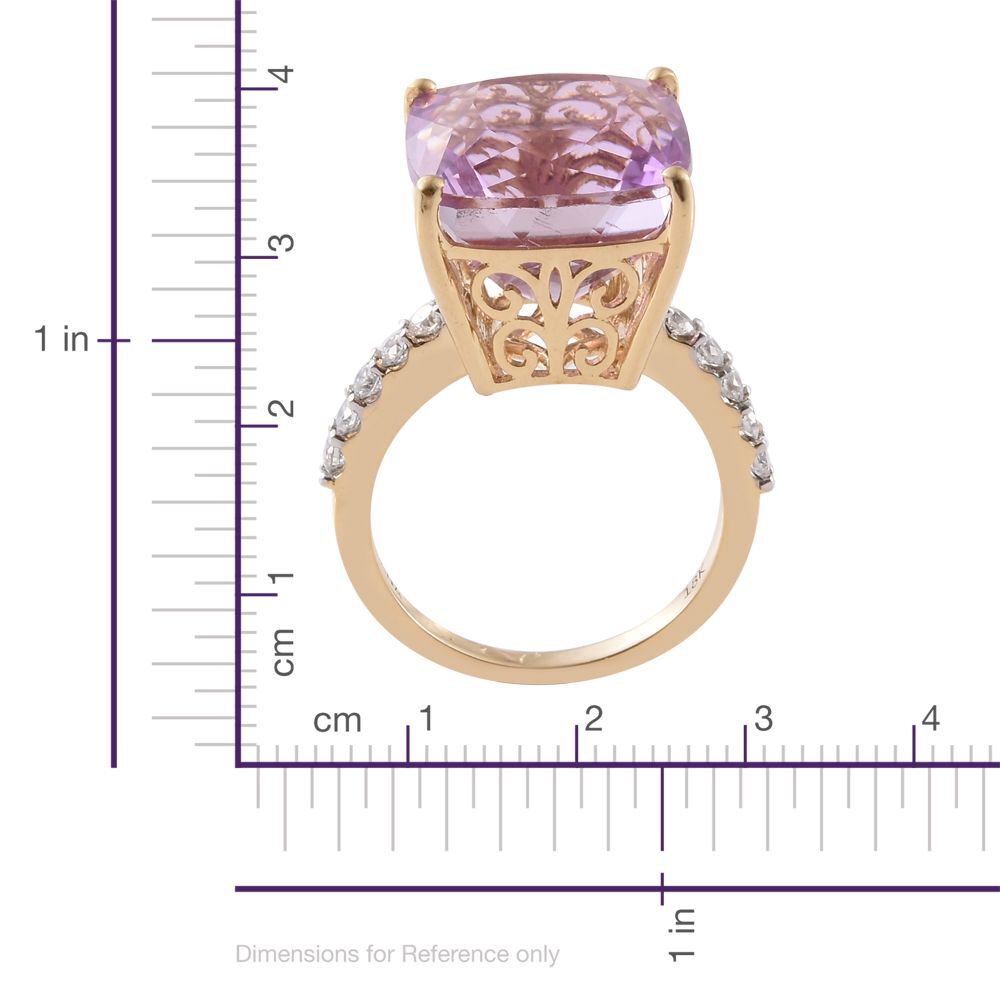 ILIANA 18K Yellow Gold AAA Kunzite (Cush), Diamond (SI-G-H) Ring 15.250 Ct.