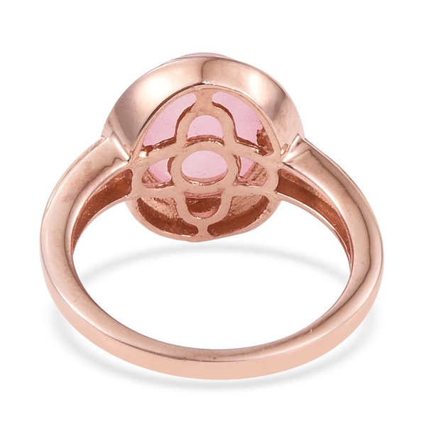 Pink Jade (Ovl) Solitaire Ring in Rose Gold Overlay Sterling Silver 4.500 Ct.