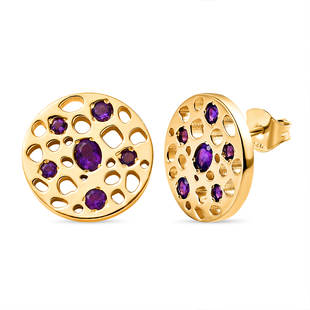 RACHEL GALLEY Amethyst Stud Earrings (With Push Back) in Vermeil Yellow Gold Overlay Sterling Silver