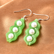 Green Jade and Freshwater Pearl Hoop Earrings in Rhodium Overlay Sterling Silver 33.75 Ct.