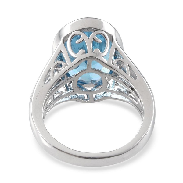 Electric Swiss Blue Topaz (Ovl) Solitaire Ring in Platinum Overlay Sterling Silver 9.500 Ct.