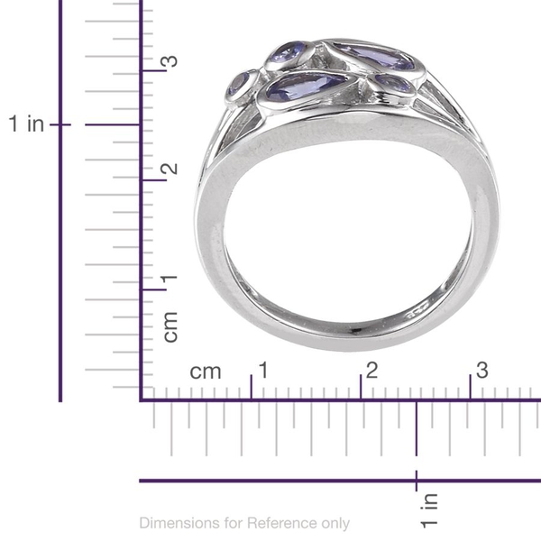 Tanzanite (Pear) Ring in Platinum Overlay Sterling Silver 1.000 Ct.