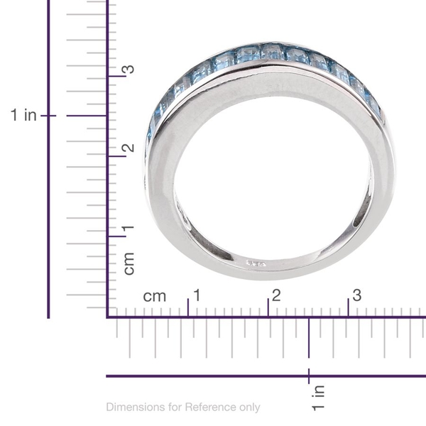 Electric Swiss Blue Topaz (Bgt) Half Eternity Band Ring in Platinum Overlay Sterling Silver 1.750 Ct.