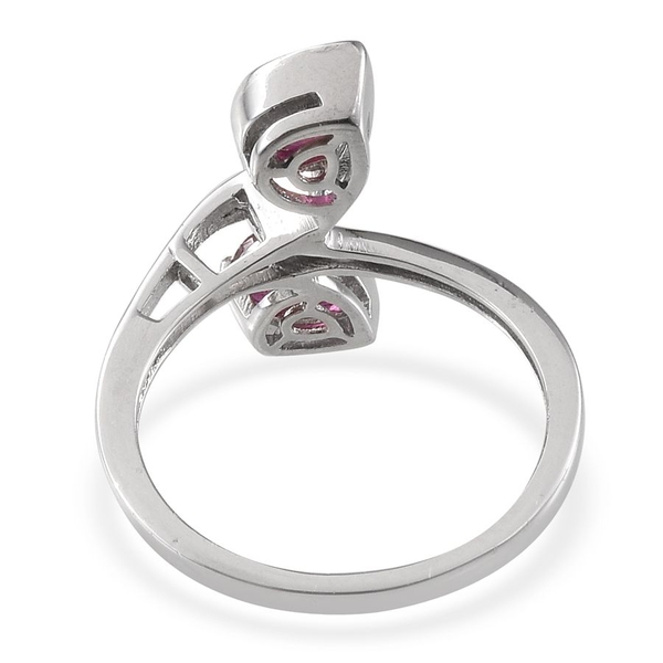 African Ruby (Pear) Crossover Ring in Platinum Overlay Sterling Silver 1.750 Ct.