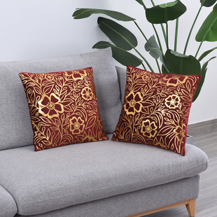 Set of 2 - Flower Pattern Velvet Cushion Cover