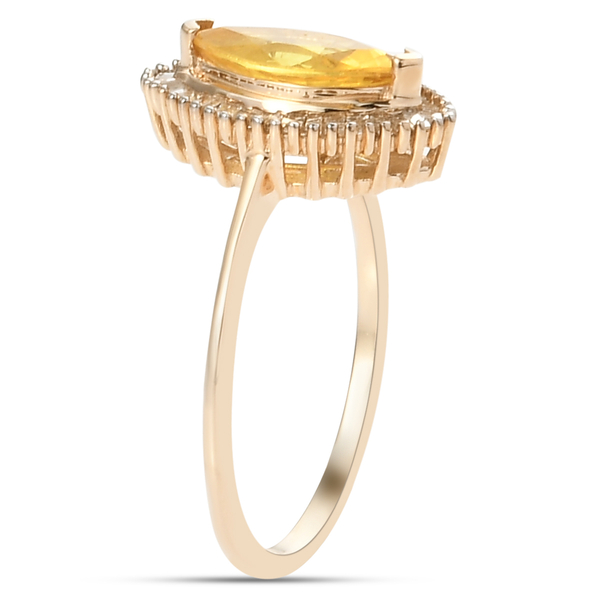 9K Yellow Gold AA Yellow Sapphire and Diamond Ring 1.47 Ct.