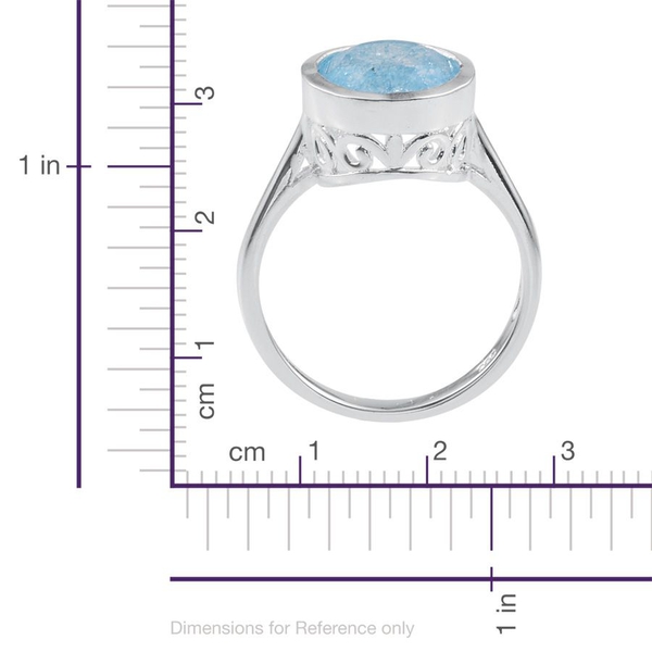 Blue Crackled Quartz (Ovl) Solitaire Ring in Sterling Silver 3.000 Ct.