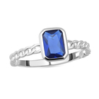 ELANZA Simulated Tanzanite Solitaire Ring (Size L) in Platinum Overlay Sterling Silver