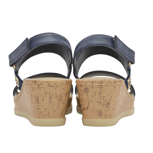 Dunlop Mindy Wedge Heeled Sandals (Size 5) - Navy