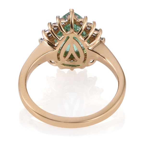 ILIANA 18K Y Gold Boyaca Colombian Emerald (Pear 2.50 Ct), Diamond Ring 3.000 Ct.