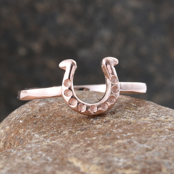 Silver Horseshoe Ring in Rose Gold Overlay