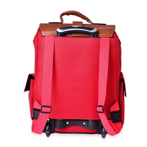 Deluxe Wheeled Red Backpack Cabin Size Luggage (Size 50x36x19 Cm) - 2875258 - TJC