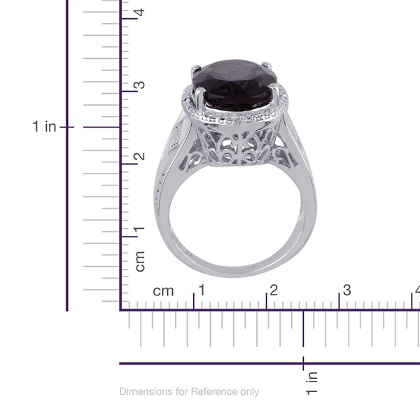 Brazilian Smoky Quartz (Ovl 6.75 Ct), Diamond Ring in Platinum Overlay Sterling Silver 6.770 Ct.