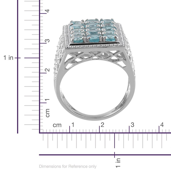 Paraibe Apatite (Rnd) Ring in Platinum Overlay Sterling Silver 4.000 Ct.