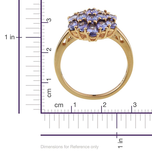 Tanzanite (Ovl) Cluster Ring in 14K Gold Overlay Sterling Silver 3.000 Ct.