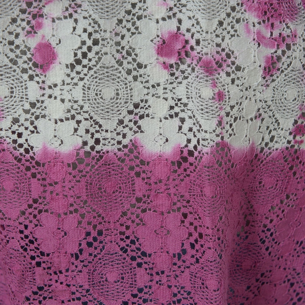 100% Cotton Laser Cut Floral Pattern White and Pink Colour Ombre Effects Poncho (Size 70x50 Cm)