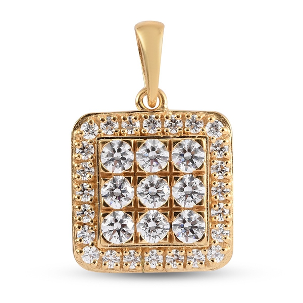 Lustro Stella 14K Yellow Gold Overlay Sterling Silver Pendant Made with Finest CZ 6.16 Ct.