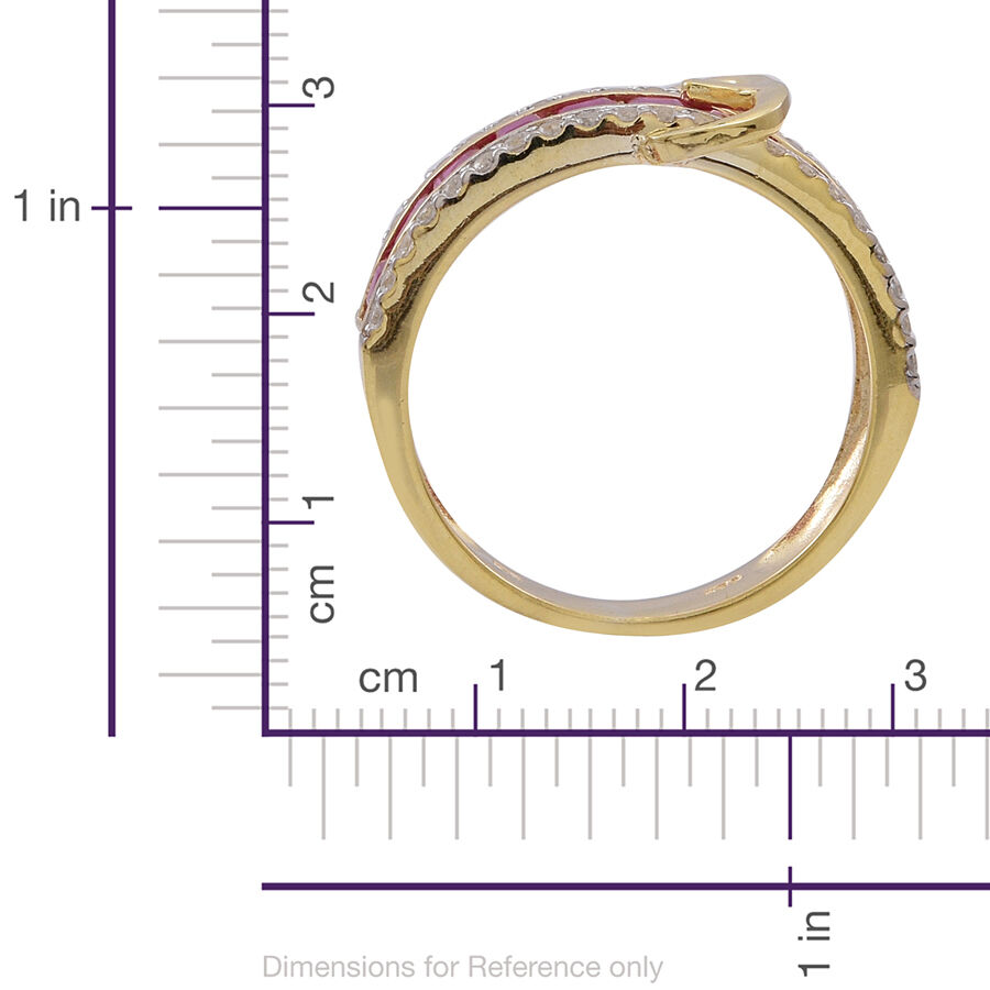 Ruby (Sqr), Natural Cambodian Zircon Buckle Ring in 14K Yellow Gold Overlay Sterling Silver 3.250 Ct.