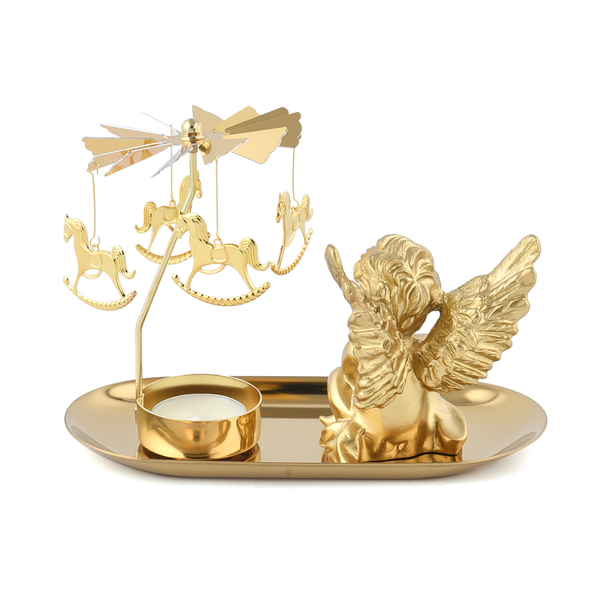 Angel with Horse Rotating Candle Holder and 10 Tealights