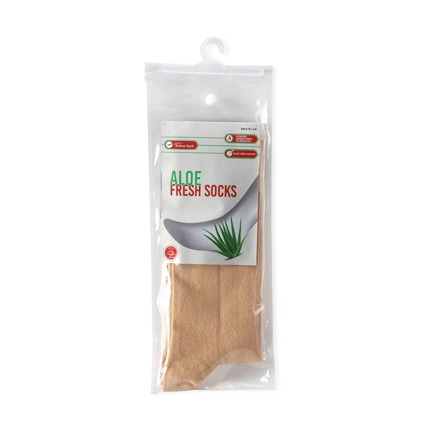 100% Cotton Aloe Fresh Socks (Size 4-8 UK) - Beige