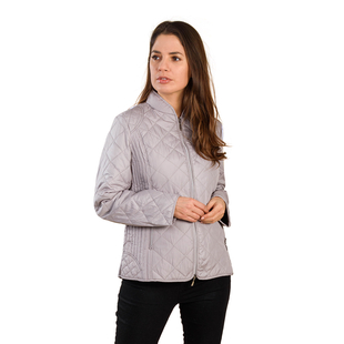TAMSY Quilted Pattern Padded Jacket - Light Grey
