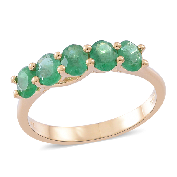 Collectors Edition - ILIANA 18K Yellow Gold AAA Kagem Zambian Emerald (Ovl) 5 Stone Ring 1.500 Ct.