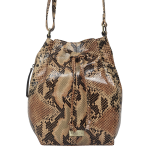 Assots London Ellen 100% Genuine Leather Snake Print Crossbody Bag with Adjustable Shoulder Strap (S