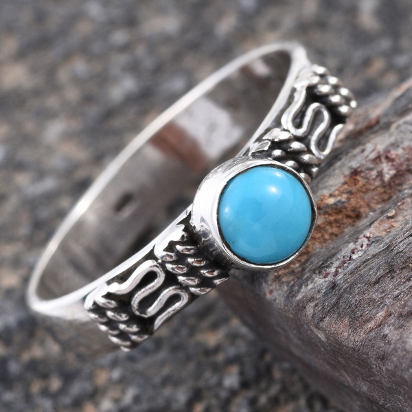 Arizona Sleeping Beauty Turquoise (Rnd) Solitaire Ring in Sterling Silver