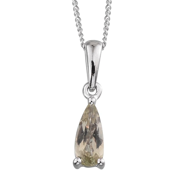 14K W Gold Turkizite (Pear) Solitaire Pendant With Chain 0.900 Ct.