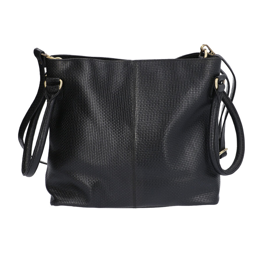 100% Genuine Leather Weave Pattern Designer Handbag in Black Colour Size 30x13x28 Cm - 3517500 - TJC