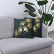 Set of 2 - Ginkgo Leaves Pattern Velvet Cushion Cover - Green & Gold