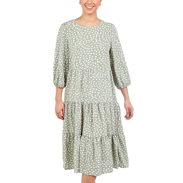 NOVA OF LONDON Printed Women's Smock Dress - Sage - 1639985222 - TJC