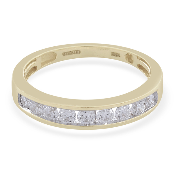 ILIANA 18K Yellow Gold SGL Certified Diamond (Rnd) (SI/G-H) Half Eternity Band Ring 0.500 Ct.