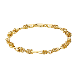 Italian Made - 9K Yellow Gold Twisted Byzantine Bracelet with Lobster Clasp (Size 7)