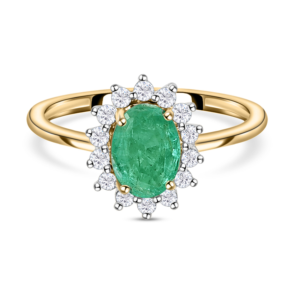 9K Yellow Gold AA Ethiopian Emerald and Diamond Ring