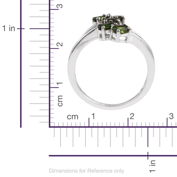 Chrome Diopside (Ovl) 5 Stone Crossover Ring in ION Plated Platinum Bond 1.250 Ct.
