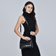 SENCILLEZ 100% Genuine Leather Croc Embossed Pattern Convertible Bag with Shoulder Strap (Size 23x18x9Cm) - Black