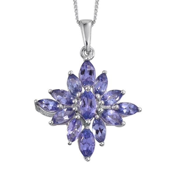 Tanzanite (Mrq) Pendant With Chain in Platinum Overlay Sterling Silver 2.000 Ct.