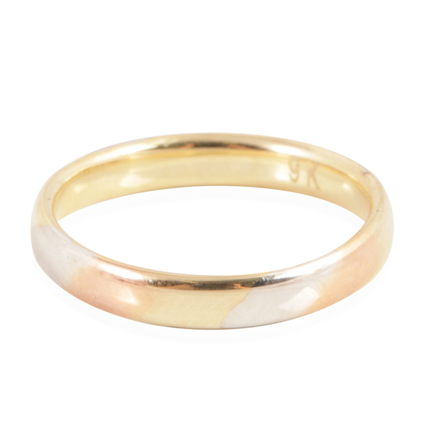 Royal Bali Collection 9K Yellow, White, Rose Gold Band Ring