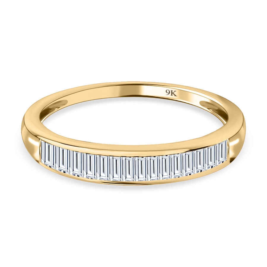 9K Yellow Gold Diamond (G-H) Band Ring 0.50 Ct, Gold Wt. 1.40 Gms.