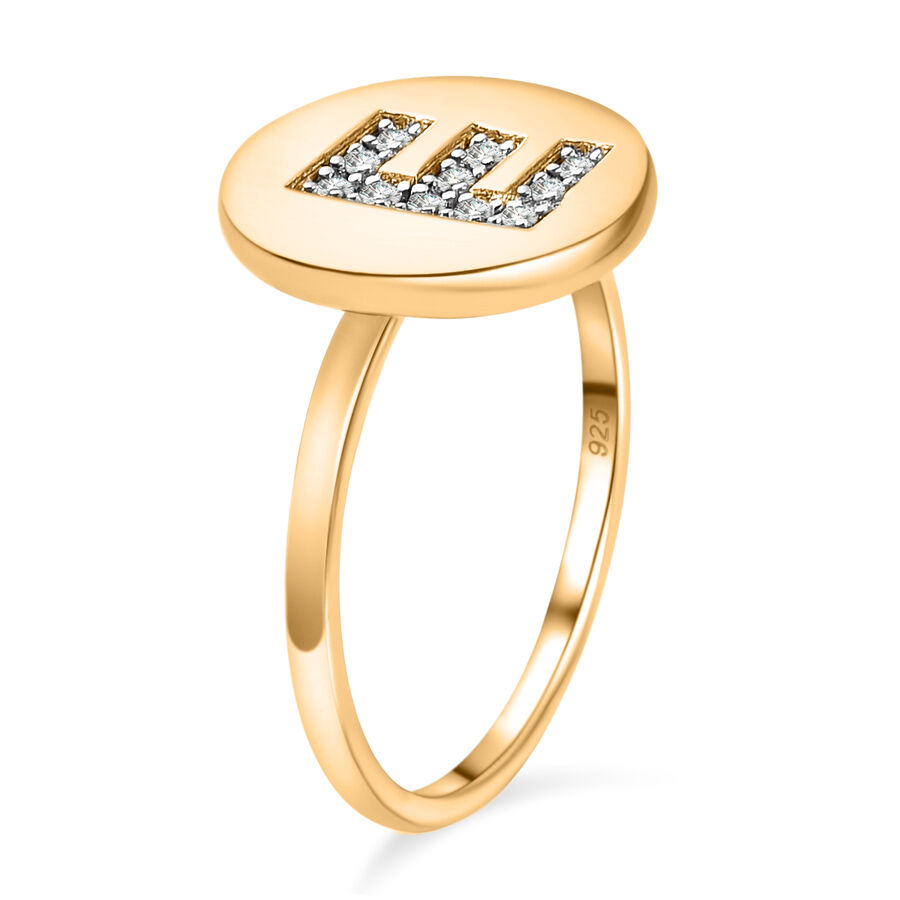 White Diamond Initial-E Ring in 14K Gold Overlay Sterling Silver White Diamond Initial-E Ring in 14K Gold Overlay Sterling Silver