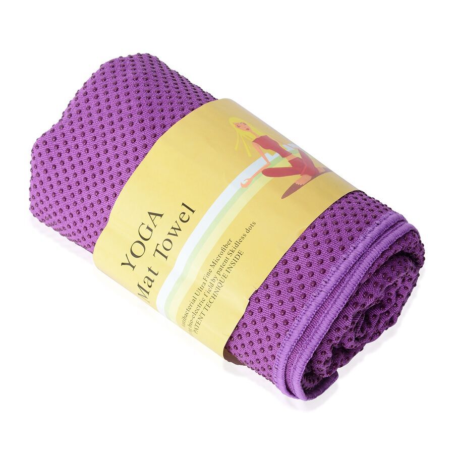 Purple Yoga mat Towel with Anti Slip Mechanism