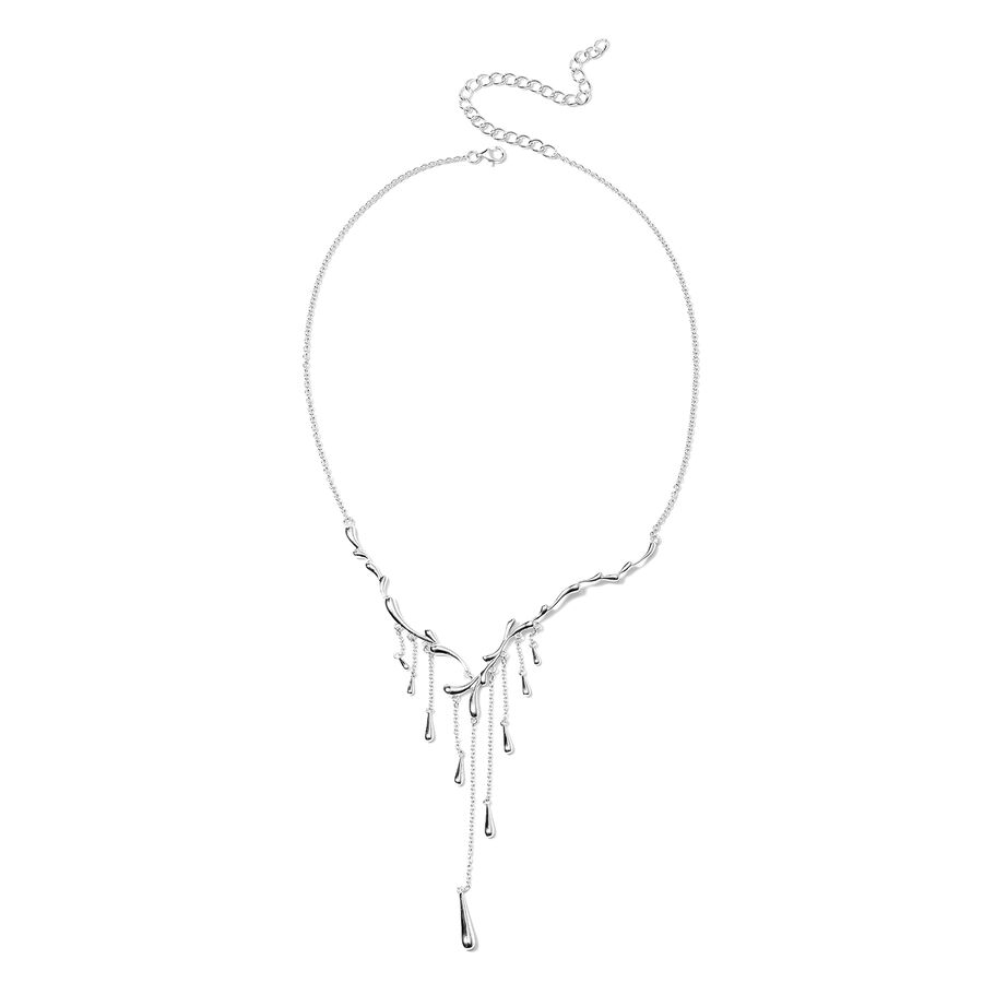 LucyQ Dripping Necklace in Rhodium Plated Silver 14.39 Grams 16 with 4