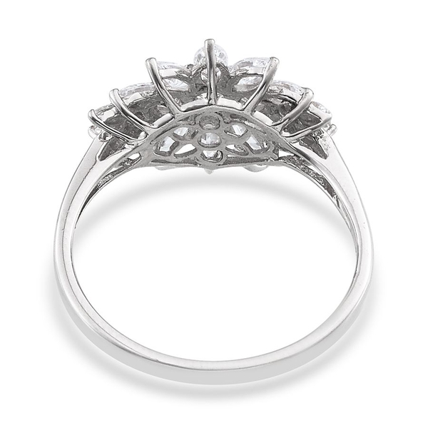 Lustro Stella - Platinum Overlay Sterling Silver (Rnd) Ring Made with Finest CZ 2.090 Ct.