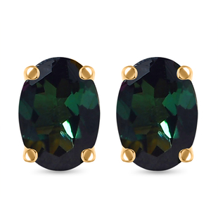 9K Yellow Gold AA Indicolite Stud Earrings with Push Back